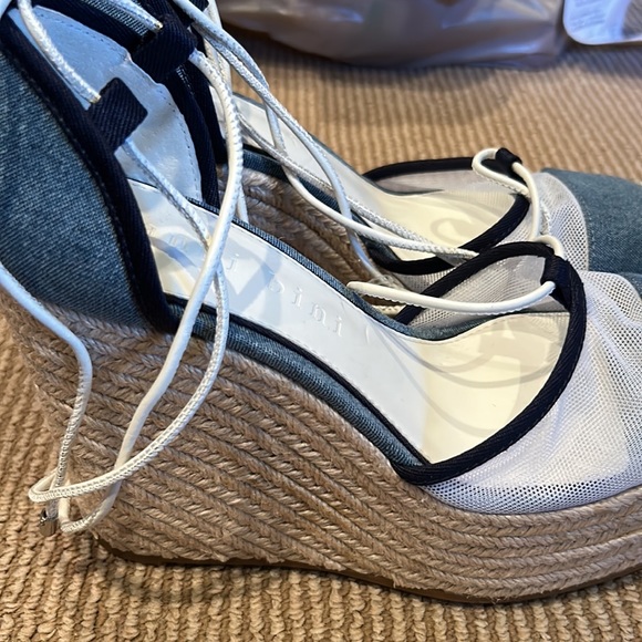 NWT GIANNI BINI santoro two tone denim wedge espadrille size 6.5 - Picture 3 of 10